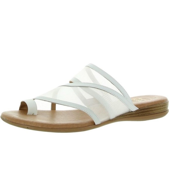 Andre Assous White and Tan Slide Sandals - Picture 1 of 4
